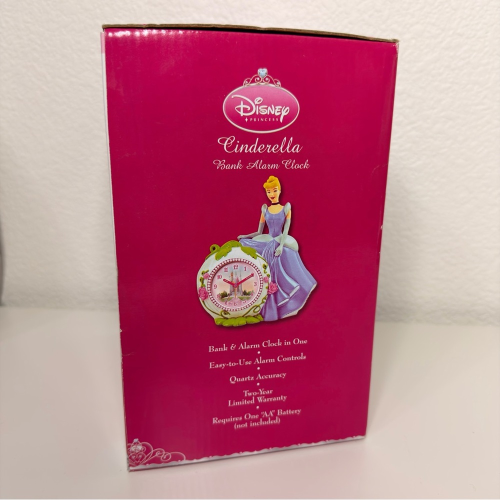 Disney Princess Cinderella Bank Alarm Clock Collectible Coin Bank & Clock NIB - Picture 6 of 9